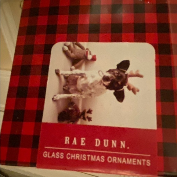 Rae Dunn 2 Large Glass Christmas Ornaments Red and White - Picture 4 of 5